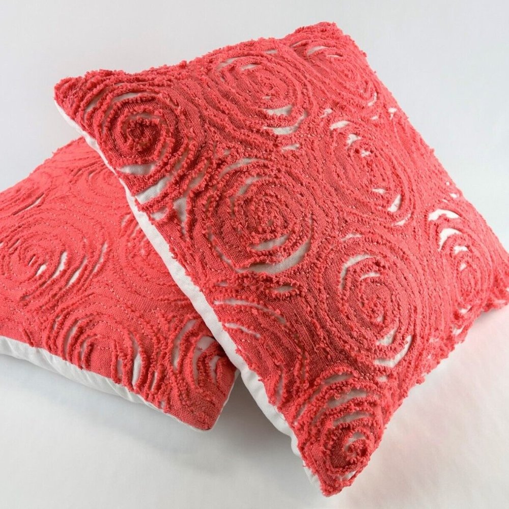 Coral Throw Pillows Abstract Swirls by Pillowfort Decorative Pillow 18"x18" each